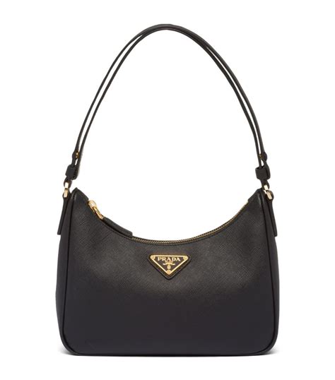 prada saffiano alma 25|Black Saffiano Leather Shoulder Bag .